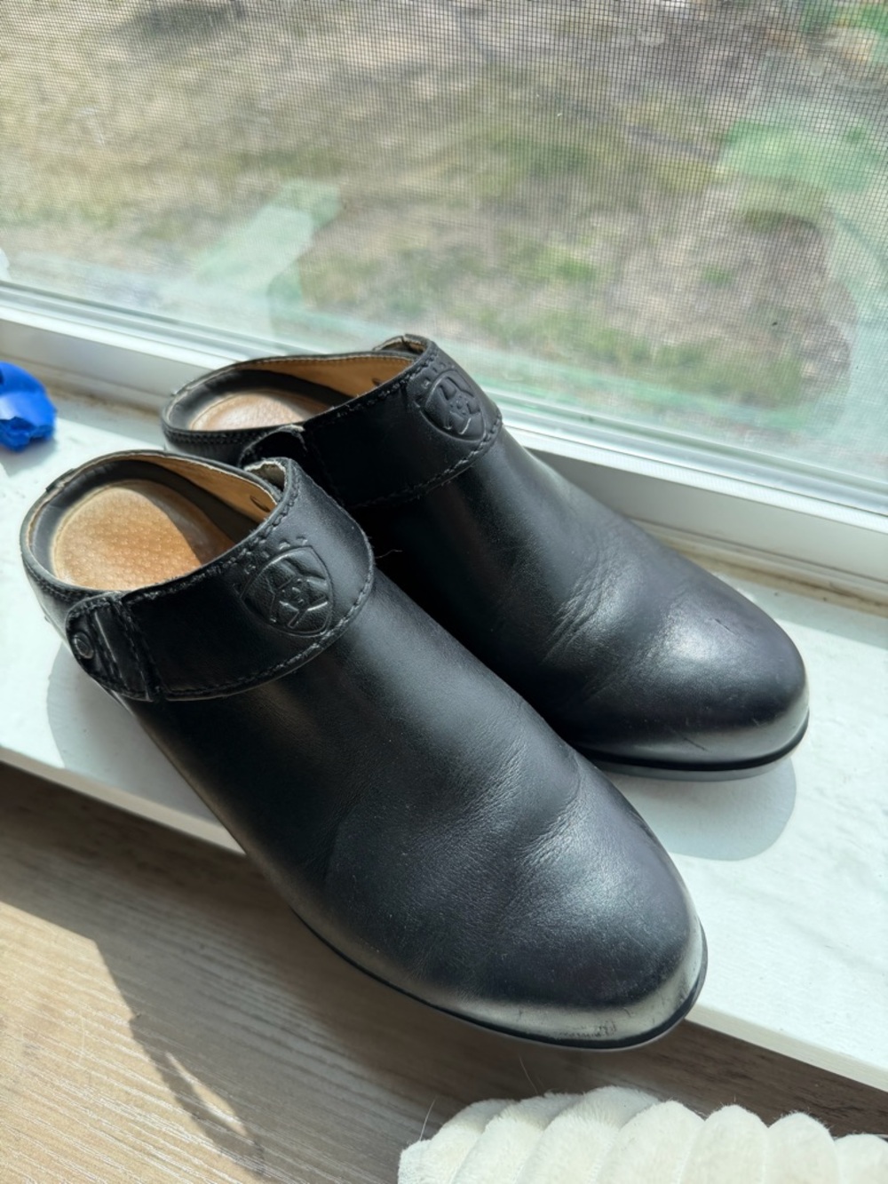 Ariat Black Leather Slip-On Sport Clog Mules
